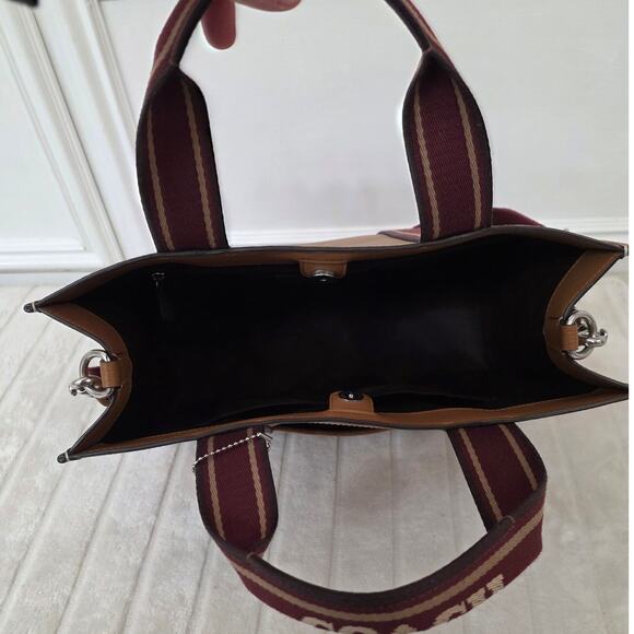 Coach Smith Tote Bag - Tan and Crimson - Picture 4 of 12